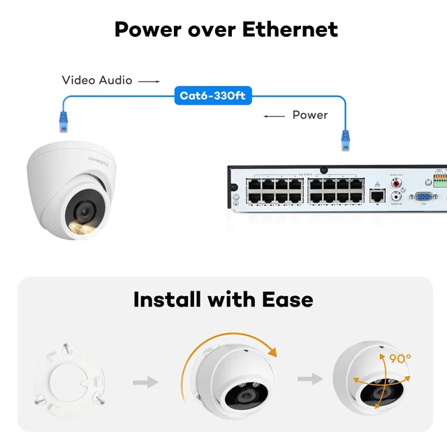 Alt view image 4 of 7 - 4K 8MP PoE IP Security Camera Smart Color Night, Capture Video Audio | 8 Megapixels(3840x2160), Commercial Wired 134° Camera, Home/Business, Indoor/Outdoor, AI Detection, Only Work with ONWOTE NVR
