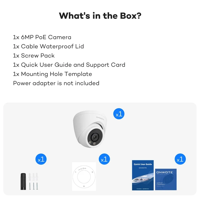 Alt view image 6 of 6 - 6MP PoE IP Security Camera, Smart Color Night, Capture Video Audio | 6 Megapixels(3072x2048), Commercial Wired 122° Camera, Home/Business, Indoor/Outdoor, AI Detection, Only Work with ONWOTE NVR