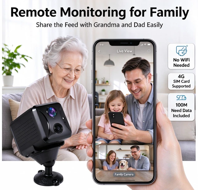 Alt view image 3 of 7 - PABXTATU 4G LTE Hidden Spy Camera, Cellular Security Cameras Wireless Indoor with 4G SIM Card (No WiFi) with Motion Detection, Night Vision, 2-Way Talk & Siren, Phone App Remote Control
