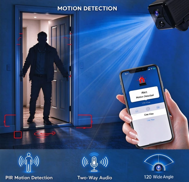Alt view image 5 of 7 - PABXTATU 4G LTE Hidden Spy Camera, Cellular Security Cameras Wireless Indoor with 4G SIM Card (No WiFi) with Motion Detection, Night Vision, 2-Way Talk & Siren, Phone App Remote Control