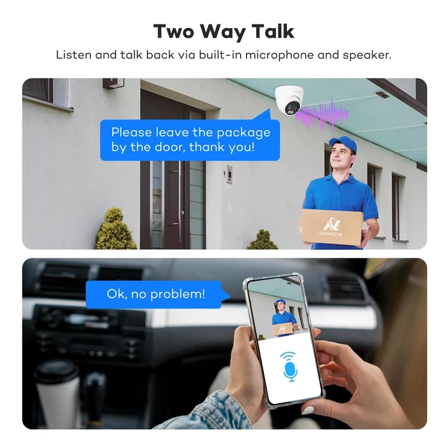 Alt view image 2 of 7 - ONWOTE 4K 8MP 2 Way Talk 125° PoE IP CCTV Camera, Smart Color Night Vision | Capture Video & Audio, Commercial Wired Camera for Home Business, Indoor/Outdoor, AI Detection, Only Work with ONWOTE NVRs