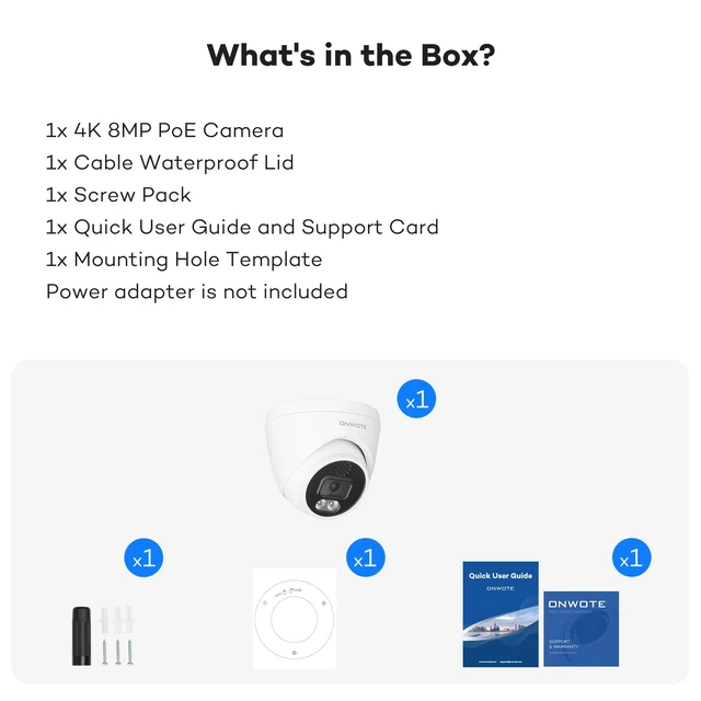 Alt view image 7 of 7 - ONWOTE 4K 8MP 2 Way Talk 125° PoE IP CCTV Camera, Smart Color Night Vision | Capture Video & Audio, Commercial Wired Camera for Home Business, Indoor/Outdoor, AI Detection, Only Work with ONWOTE NVRs