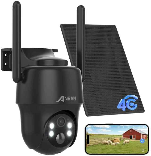 Main image of Off-Grid 4G LTE Cellular Solar Security Camera No WiFi 360° Wireless | Built-in SIM 37 Days Trial Subscription Required Color Night Vision 2-Way Audio PIR Detection Outdoor PTZ -Farm Barn Cabin RV