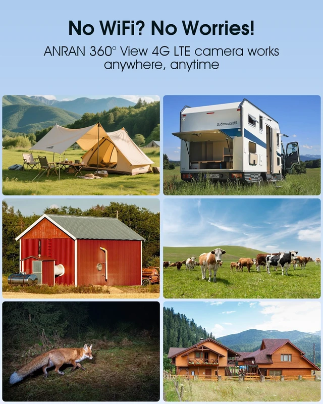 Alt view image 4 of 7 - Off-Grid 4G LTE Cellular Solar Security Camera No WiFi 360° Wireless | Built-in SIM 37 Days Trial Subscription Required Color Night Vision 2-Way Audio PIR Detection Outdoor PTZ -Farm Barn Cabin RV