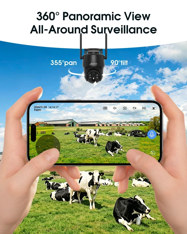 Alt view image 5 of 7 - Off-Grid 4G LTE Cellular Solar Security Camera No WiFi 360° Wireless | Built-in SIM 37 Days Trial Subscription Required Color Night Vision 2-Way Audio PIR Detection Outdoor PTZ -Farm Barn Cabin RV