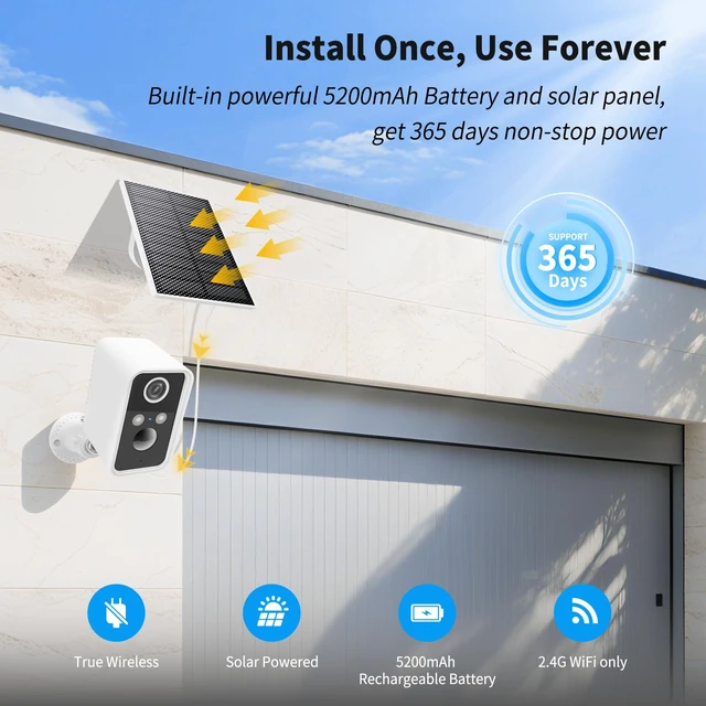 Alt view image 6 of 7 - WY-LINK Battery Security Cameras with Solar Panel for Home Security | Solar Camera Outdoor Wireless, Motion Detection, Night Vision, Alexa, 2.4G Wi-Fi Only, Only Event Recording(2-Pack)