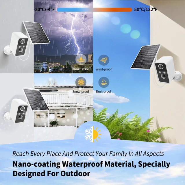 Alt view image 7 of 7 - WY-LINK Battery Security Cameras with Solar Panel for Home Security | Solar Camera Outdoor Wireless, Motion Detection, Night Vision, Alexa, 2.4G Wi-Fi Only, Only Event Recording(2-Pack)