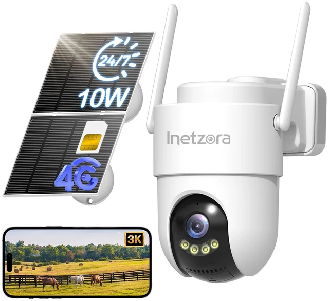 Main image of 4G LTE Cellular AOV Solar Security Camera Outdoor: Subscription Required | No Wi-Fi Solar Powered Camera, 24/7 Recording, 3K Color Night Vision, 360° Live View, PIR Motion Sensor, Built-in SIM Card
