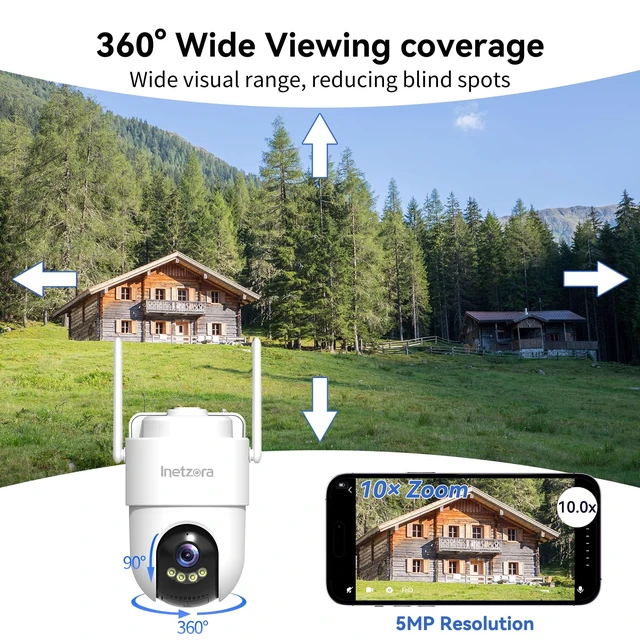 Alt view image 5 of 7 - 4G LTE Cellular AOV Solar Security Camera Outdoor: Subscription Required | No Wi-Fi Solar Powered Camera, 24/7 Recording, 3K Color Night Vision, 360° Live View, PIR Motion Sensor, Built-in SIM Card