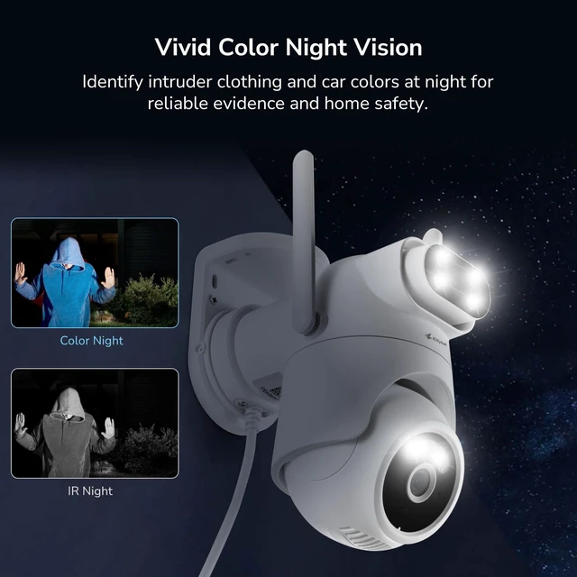 Alt view image 5 of 7 - Kittyhok Home Security Camera System Wireless, Dual Lens 2K Outdoor Cameras | Add-on Cam, 2.4/5GHz WiFi, Motion Detection, Auto Tracking, 360° Pan & Tilt, Color Night Vision, 2-Way Audio, 24/7 Record