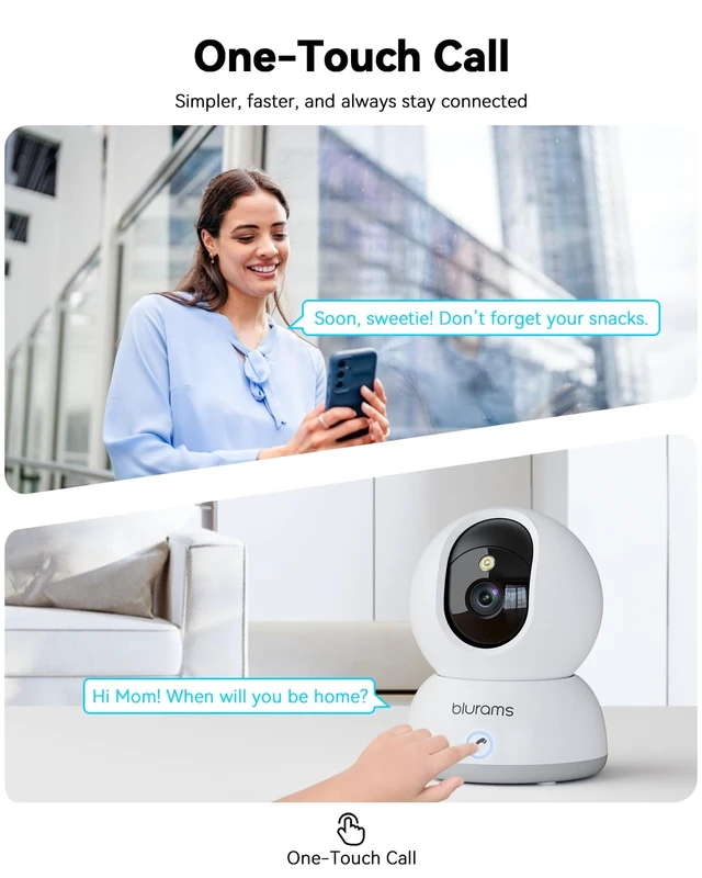 Alt view image 3 of 7 - blurams 4K Indoor Cameras for Home Security | Pet Camera with Phone App, One-Touch Call, Free Human/Pet/Motion/Sound/Cry Detection, Dual-Band WiFi 6, Compatible with Alexa