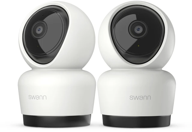 Main image of Swann 3K Indoor Pan Tilt WiFi Security Camera, 5MP Plug-in Home PT Camera with Night Vision, Two-Way Audio, Human Motion Detection, Work Security APP2 Packs