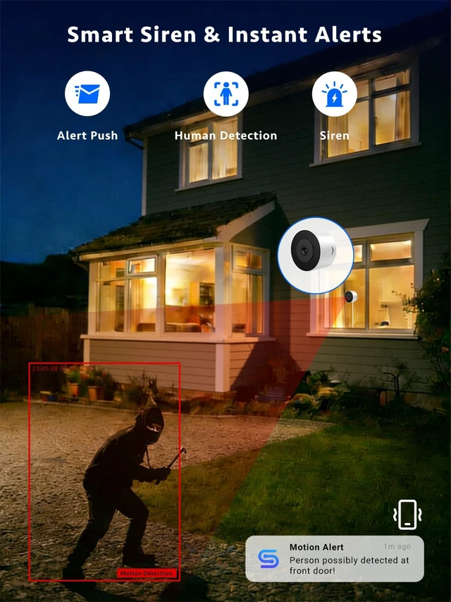 Alt view image 4 of 7 - Septekon 5G Window Security Camera 2 Pack, No Drill 18°Tilt Mount | Dual-Band 2.4GHz & 5GHz WiFi, Indoor Camera for Outdoor Monitoring, Color Night Vision, AI Human Detection