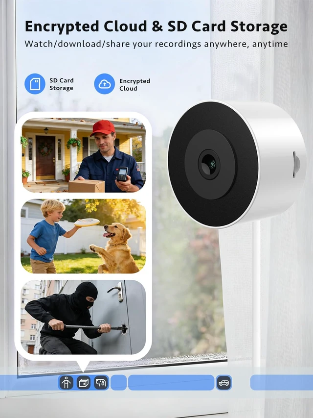 Alt view image 7 of 7 - Septekon 5G Window Security Camera 2 Pack, No Drill 18°Tilt Mount | Dual-Band 2.4GHz & 5GHz WiFi, Indoor Camera for Outdoor Monitoring, Color Night Vision, AI Human Detection