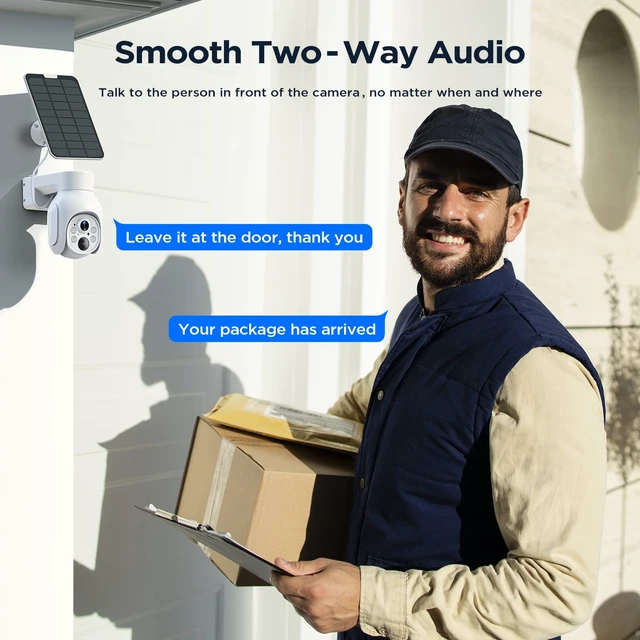 Alt view image 4 of 7 - Camcamp Outside Camera for Home Security, Solar Powered, 355° Pan Tilt | Solar + Lithium Battery, 355° Pan-Tilt, 130° Wide Lens, 4MP Color Night Vision, Siren, 2-Way Talk, No Monthly Fee, IP66