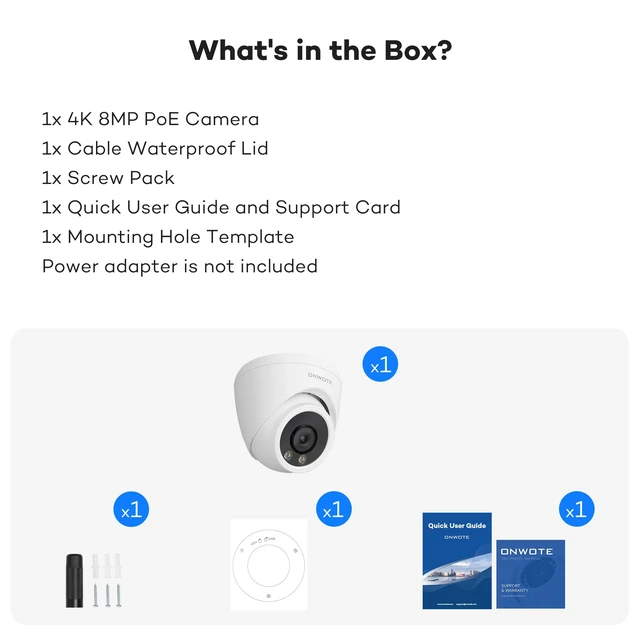 Alt view image 7 of 7 - 4K 8MP PoE IP Security Camera Smart Color Night, Capture Video Audio | 8 Megapixels(3840x2160), Commercial Wired 134° Camera, Home/Business, Indoor/Outdoor, AI Detection, Only Work with ONWOTE NVR