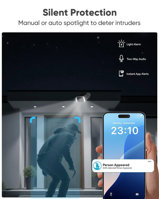 Alt view image 5 of 7 - blurams 4MP Solar Security Camera, Wireless Security Camera Outdoor | Integrated Solar Panel, Night Vision, Dual-Band WiFi 6, Human Detection, Night Vision, Compatible with Alex