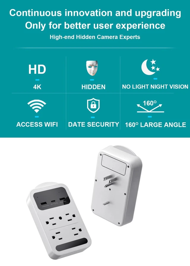 Alt view image 5 of 7 - AX NANNY CAM 2026 Upgraded 4K Wall Outlet Camera with Night Vision (White) | Motion Detection;Loop Recording;Only 2.4G WIFI;APP Control;Engineering Mode