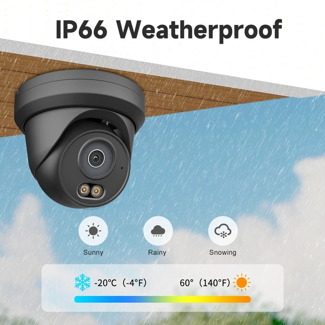 Alt view image 6 of 7 - UNILOOK 4MP PoE IP Camera, Wired Turret Security IP Camera Outdoor | 100FT Smart Dual Light Color Night Vision, AI Human Motion Detection, Built-in Mic, IP66, 2.8mm, Full Metal, NDAA (Black)