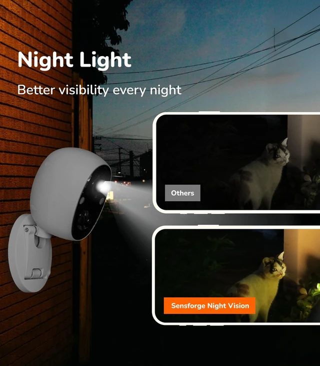 Alt view image 6 of 7 - SensForge 2.5K Indoor Outdoor Battery Camera Lite, Dual-Band WiFi, Smart AI Human & Pet Detection, microSD Card Compatible, Spotlight Color Night Vision, Magnetic Mount, Optional AI + Storage Upgrade