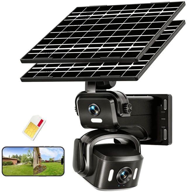 Main image of NEYESECU 4G LTE Solar Security Camera Outdoor, Dual Lens 4K 8MP | Wireless Camera with Dual Solar Panels, No WiFi Needed, 360° PTZ Color Night Vision, PIR Motion Detection