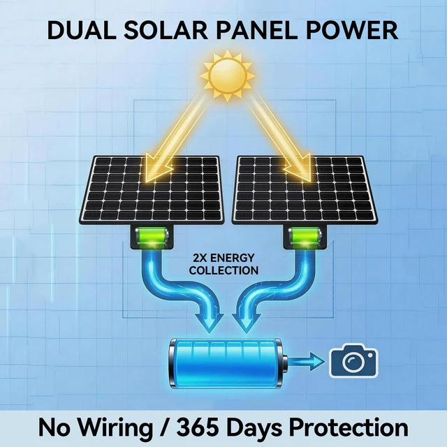 Alt view image 7 of 7 - NEYESECU 4G LTE Solar Security Camera Outdoor, Dual Lens 4K 8MP | Wireless Camera with Dual Solar Panels, No WiFi Needed, 360° PTZ Color Night Vision, PIR Motion Detection