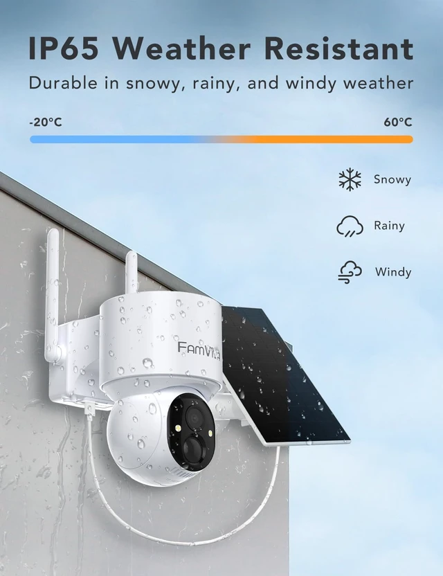 Alt view image 4 of 7 - FAMVIVA 2K Solar Security Cameras Wireless Outdoor, 360°PTZ Battery Powered Cameras for Home Security, 2.4G WiFi Outdoor Camera with Color Night Vision, IP66 Waterproof, Motion Sensor Alarm, White-4P