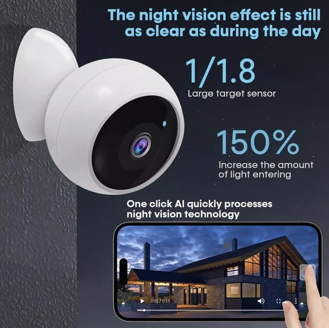 Alt view image 4 of 7 - VicoHome CG9 Outdoor Camera Wireless - 2K HD WiFi Security Camera, 2-Way Audio, Color Night Vision, Battery-Powered, Real-time Recording, Waterproof, Compatible with Alexa
