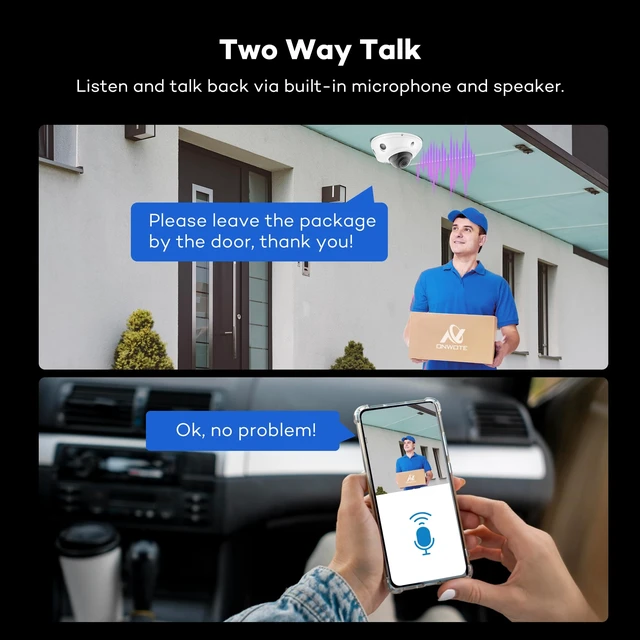 Alt view image 2 of 6 - ONWOTE 5MP 122° PoE IP Security Camera Wired, 2 Way Talk, IK10 Vandal Proof | Capture Video Audio, Smart Color Night, Commercial Indoor/Outdoor, Home/Business, AI Detection, Only Work with ONWOTE NVRs