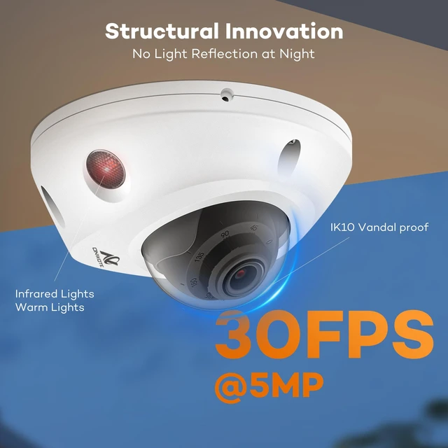Alt view image 3 of 6 - ONWOTE 5MP 122° PoE IP Security Camera Wired, 2 Way Talk, IK10 Vandal Proof | Capture Video Audio, Smart Color Night, Commercial Indoor/Outdoor, Home/Business, AI Detection, Only Work with ONWOTE NVRs
