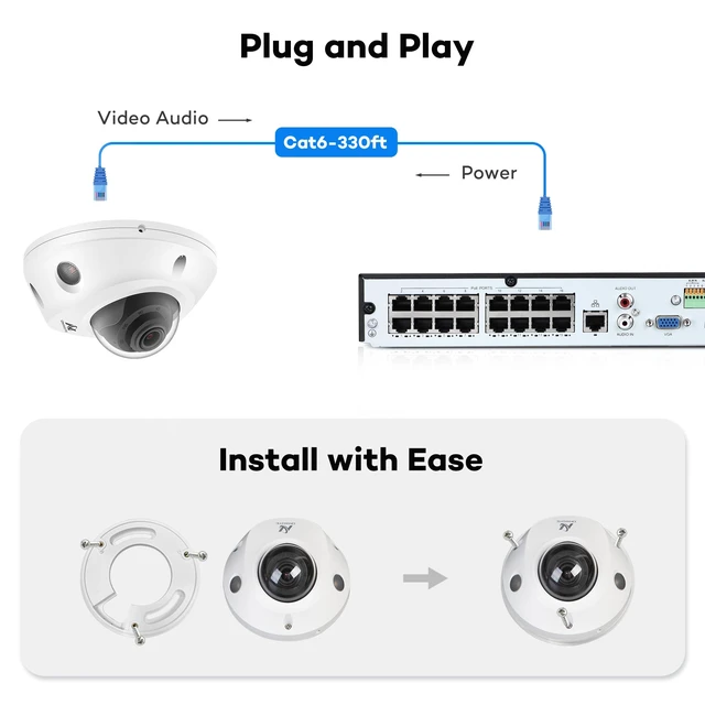 Alt view image 5 of 6 - ONWOTE 5MP 122° PoE IP Security Camera Wired, 2 Way Talk, IK10 Vandal Proof | Capture Video Audio, Smart Color Night, Commercial Indoor/Outdoor, Home/Business, AI Detection, Only Work with ONWOTE NVRs
