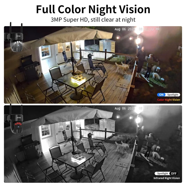 Alt view image 7 of 7 - ESCANU Security Cameras Wirelss Outdoor Solar Powered for Home Security,360 View Outside Camera with SD Card, 5G/2.4GHz WiFi,Motion Detection,IP-65 Weather Proof,No Subscription Fee
