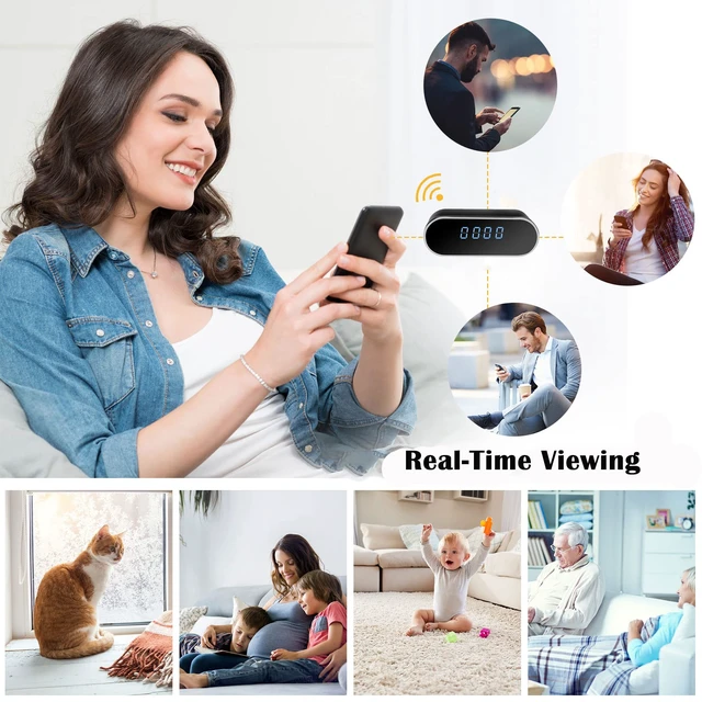 Alt view image 2 of 7 - Security Camera, Hidden Camera Clock, WiFi Spy Camera 1080P Mini Nanny Cam | Night Vision, Portable Size, No WiFi, 5000mAh Battery, Indoor/Outdoor Surveillance, Baby Pet Elderly Security