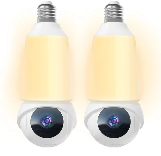 Main image of Light Bulb Security Cameras Outdoor Wireless, 2K HD 360° PTZ Bulb Cam with 1000lm Porch Light, 5G&2.4G WiFi Lightbulb Cameras for Home Security with Color Night Vision, Motion Detection, 2-Way Talk