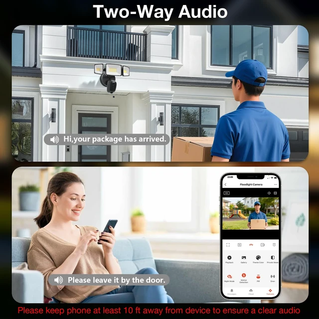Alt view image 7 of 7 - Hardwired Floodlight Camera Outdoor, Flood Light Security Cam Black | 5500LM 2K HD with Motion Sensor, Color Night Vision, 2-Way Audio, Built-in Siren, 24/7 Record, 2.4GHz WiFi, Works with Alexa