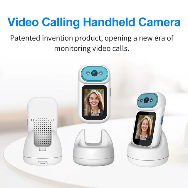 Alt view image 2 of 7 - Video Calling Handheld Security Camera Indoor,Nanny Camera Baby Camera Pet Camera,2-Way Video Call 350°Pan Cameras for Home Security,Move Tracking,Alarm Push 1080P 2.8inch Screen,Night Vision