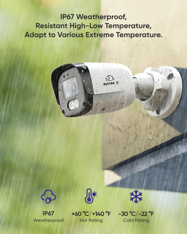 Alt view image 6 of 7 - SANNCE 5MP Super HD PoE IP Security Camera with 2-Way Audio,100ft Night Vision,IP67 Weatherproof, Human/Vehicle Detection,H.265+ Indoor/Outdoor Surveillance Camera