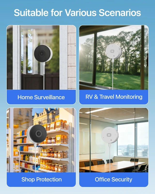 Alt view image 5 of 7 - AKINGUAR Window Camera 2K 3MP, Anti-Glare Glass Mount Indoor Camera for Outside Viewing, F1.0 Full-Color Night Vision, 2.4/5GHz Dual-Band WiFi, AI Person & Vehicle Detection, No-Drill Security Camera