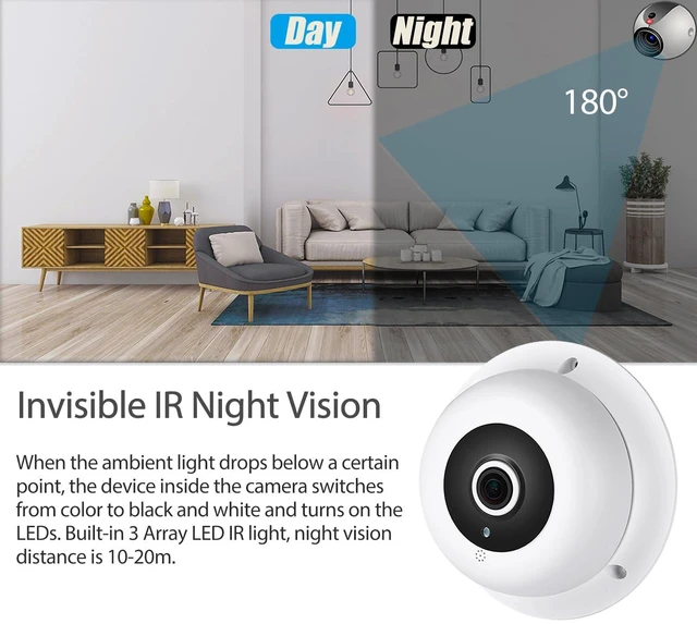 Alt view image 4 of 7 - REVODATA HD 5MP Fisheye POE IP Camera with Microphone, Indoor Security Camera Audio 1.7mm Lens 180° IR Night Vision P2P CCTV Video POE IP, H.265 Motion Detection (IF04-P-Audio-HS)