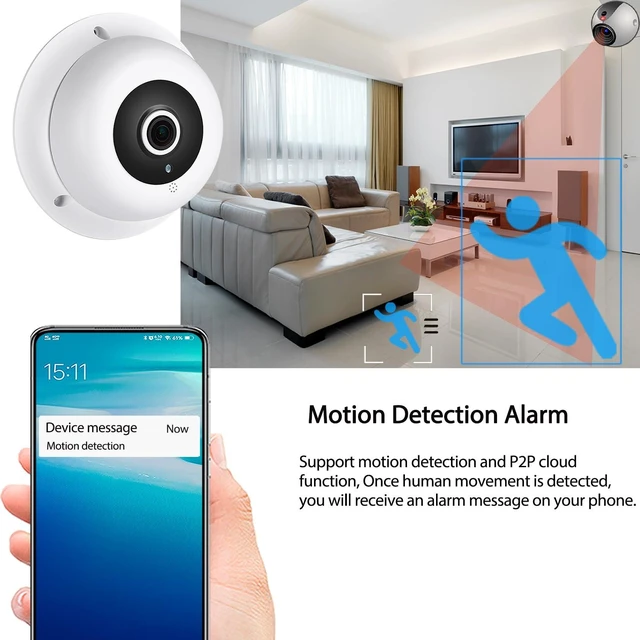 Alt view image 6 of 7 - REVODATA HD 5MP Fisheye POE IP Camera with Microphone, Indoor Security Camera Audio 1.7mm Lens 180° IR Night Vision P2P CCTV Video POE IP, H.265 Motion Detection (IF04-P-Audio-HS)