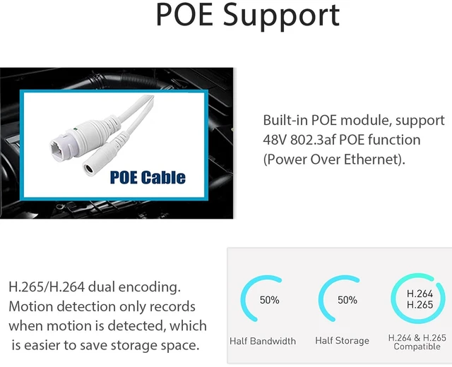 Alt view image 5 of 7 - REVODATA HD 5MP Fisheye POE IP Camera with Microphone, Indoor Security Camera Audio 1.7mm Lens 180° IR Night Vision P2P CCTV Video POE IP, H.265 Motion Detection (IF04-P-Audio-HS)