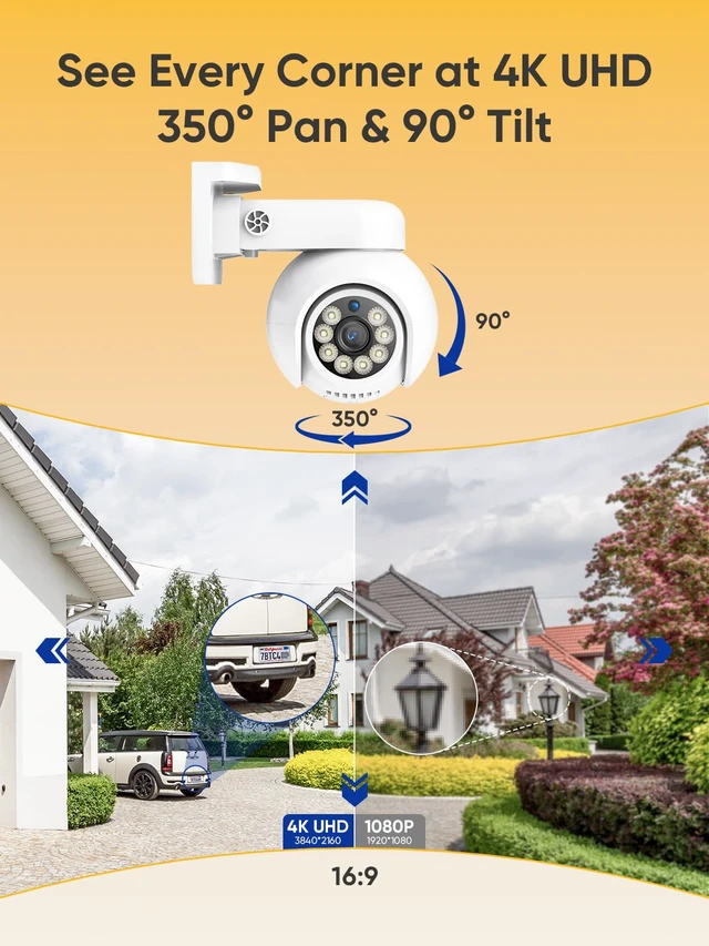 Alt view image 2 of 7 - SANNCE 4K 8MP PoE IP Dome Camera with Microphone/Audio, PT Security Camera Outdoor Night Vision 100ft Waterproof IP66 Indoor Wide Angle 2.8mm 24/7 Recording