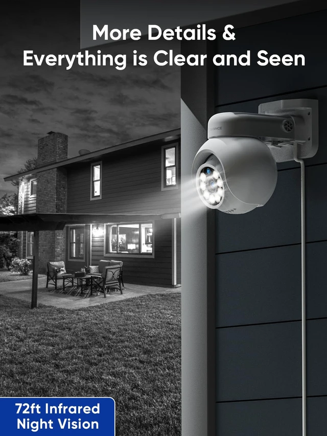 Alt view image 7 of 7 - SANNCE 4K 8MP PoE IP Dome Camera with Microphone/Audio, PT Security Camera Outdoor Night Vision 100ft Waterproof IP66 Indoor Wide Angle 2.8mm 24/7 Recording