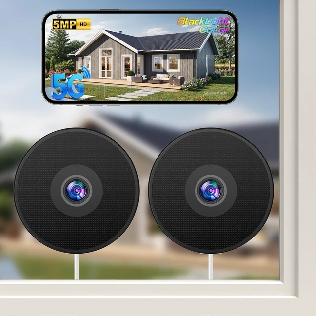 Main image of WESECUU 2K Window Camera,5G& 2.4Ghz WiFi No Drill Window Cameras for Home Security for Indoor & Outdoor Monitoring, Color Night Vision, Human Detection, Easy & Quick Install (2-Pack)