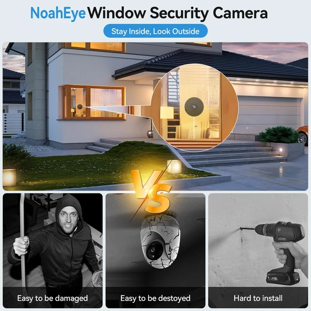 Alt view image 6 of 7 - WESECUU 2K Window Camera,5G& 2.4Ghz WiFi No Drill Window Cameras for Home Security for Indoor & Outdoor Monitoring, Color Night Vision, Human Detection, Easy & Quick Install (2-Pack)