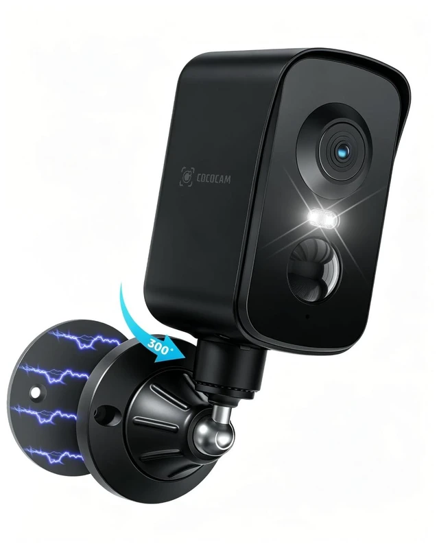 Main image of COCOCAM 4G Portable Magnetic Cellular Security Camera WirelessBlack | 2K Indoor/Outdoor Camera for RV/Camping, 300°Pan,10000Ahm Battery, PIR&AI Human Detection,IP66, Built-in SIM Card (NO WIFI)