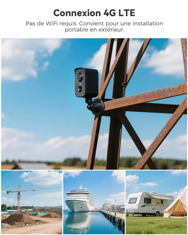 Alt view image 4 of 7 - COCOCAM 4G Portable Magnetic Cellular Security Camera WirelessBlack | 2K Indoor/Outdoor Camera for RV/Camping, 300°Pan,10000Ahm Battery, PIR&AI Human Detection,IP66, Built-in SIM Card (NO WIFI)