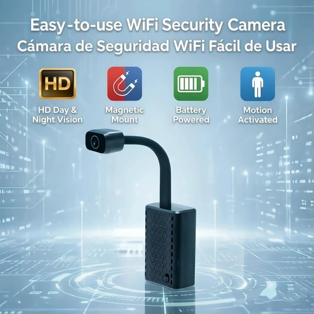 Alt view image 2 of 7 - Rettru Indoor Security Camera WiFi with Magnetic Mount and Battery Powered | Wireless Camera with Color Night Vision,Motion Detection,SD Local/Cloud Storage,Phone APP & PC Viewing