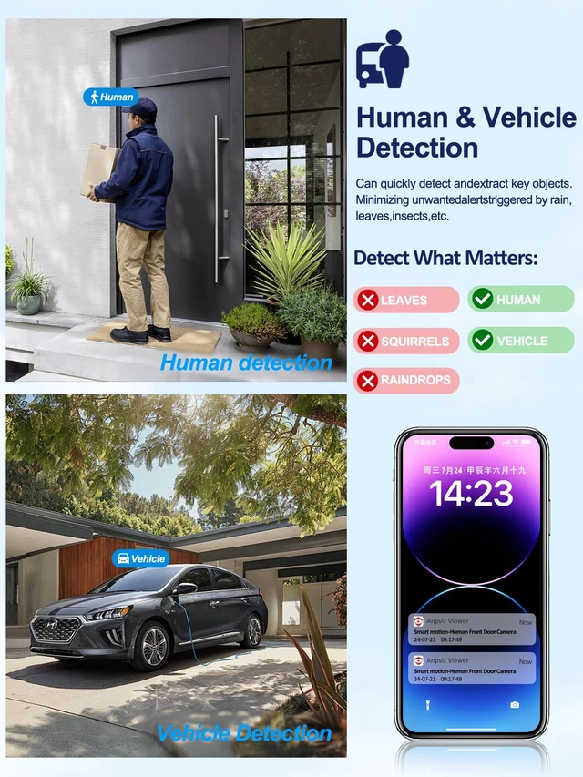 Alt view image 4 of 7 - Anpviz 4K PoE IP Camera Outdoor, 8MP Black Wired Turret Security Camera | Human Vehicle Detection, 2.8mm Lens, Smart Color Night Vision, Metal, Built-in Mic, IP67 Waterproof, WDR, IPC-D3083BD-S-N