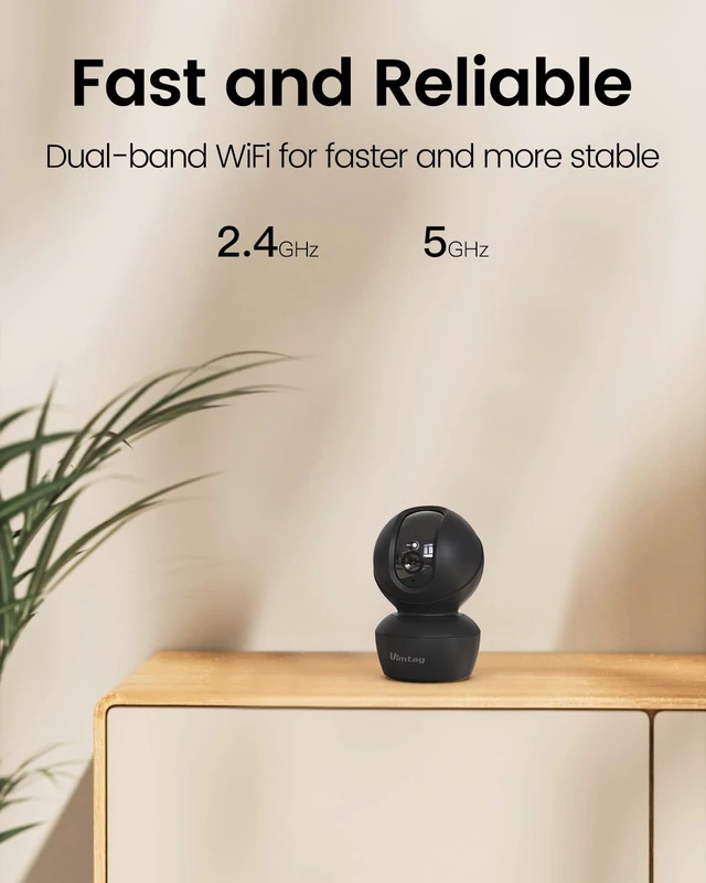 Alt view image 2 of 7 - VIMTAG 5G 4MP Security Camera Indoor, 2 Pack Dog Camera with Speaker 360 Motion Tracking, IR Night Vision, Indoor Cameras for Home Security Puppy Cat, 2-Way Audio, Support Alexa, Card (Not Included)